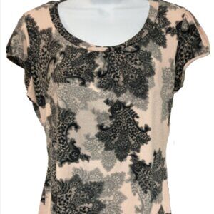 Worthington Stretch Ladies Medium Short Sleeve Round Neck Multicolor Blouse